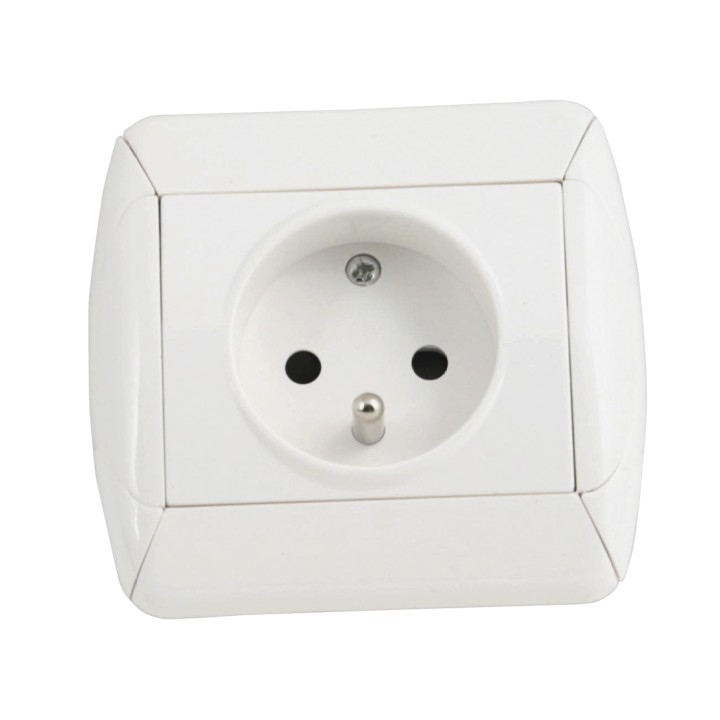 Prise electrique encastrable 2p+t 16a 220v Blanc 484739 cogex - 3