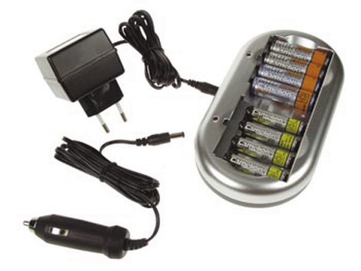 Cargador nimh nicd para baterías aa o aaa conector ac y conector mechero jr  international - 1
