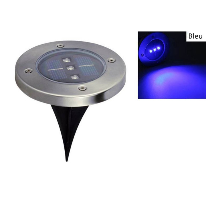 Blau Solarbetriebene 3 LED Solar Licht Outdoor LED Garten Licht Rasen Pfad Hof Zaun Edelstahl Begraben Inground Lampe eclats ant