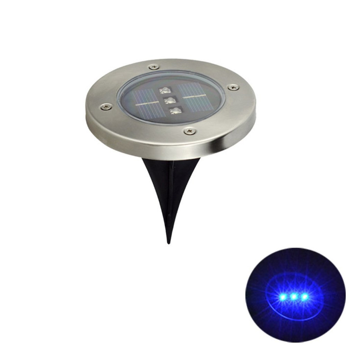 Blau Solarbetriebene 3 LED Solar Licht Outdoor LED Garten Licht Rasen Pfad Hof Zaun Edelstahl Begraben Inground Lampe eclats ant