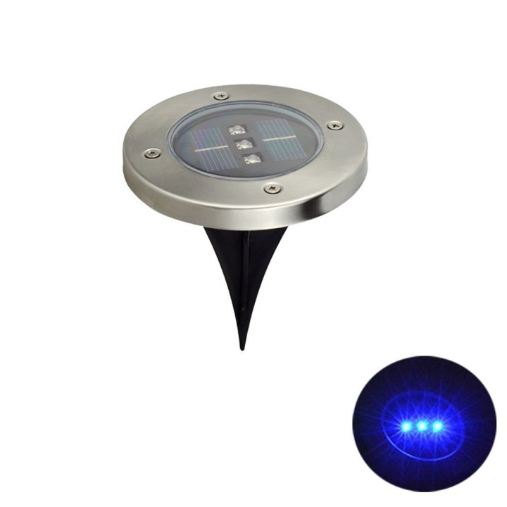 Blu Solar Powered 3 LED Solar Light Outdoor LED Garden Light Prato Path Yard Fence in acciaio inox sepolto lampada interrata ecl