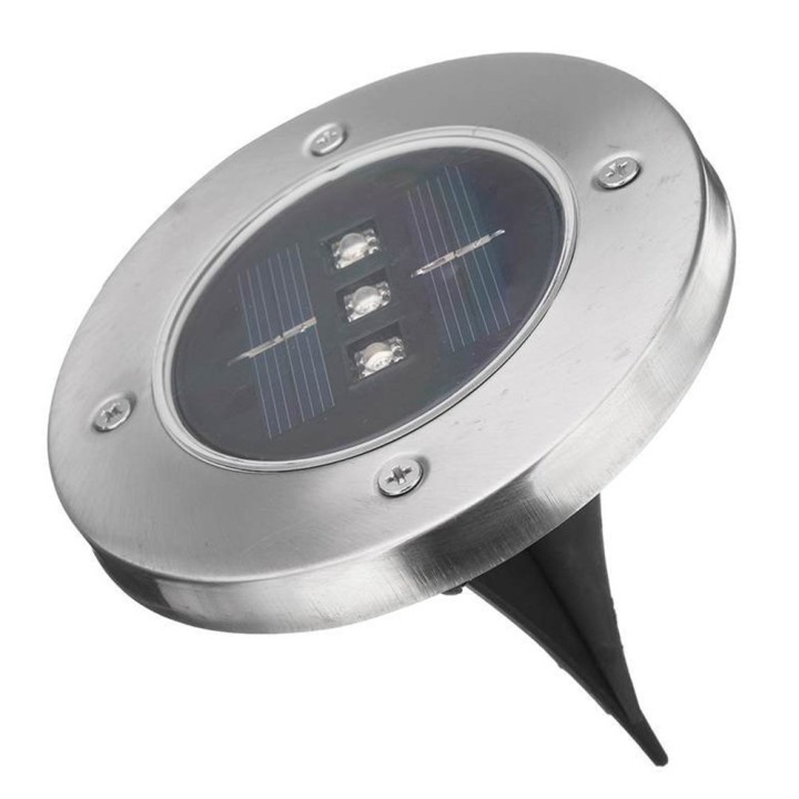 Azul Solar Powered 3 LED luz solar al aire libre LED jardín luz césped camino yarda valla acero inoxidable Enterrado lámpara ecl