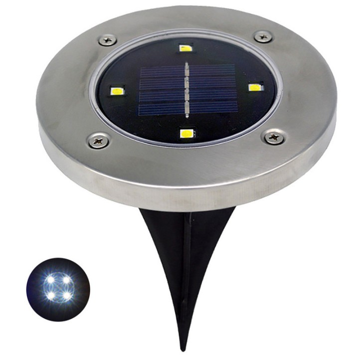1pc Solar Powered 4LEDs Luce solare Outdoor LED Garden Light Prato Path Yard Fence in acciaio inox sepolto Lampada interrata ecl