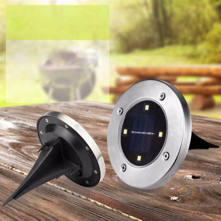 1pc Solar Powered 4LEDs Solar Light Outdoor LED Garden Light Lawn Path Patio valla de acero inoxidable Buried Inground Lamp ecla
