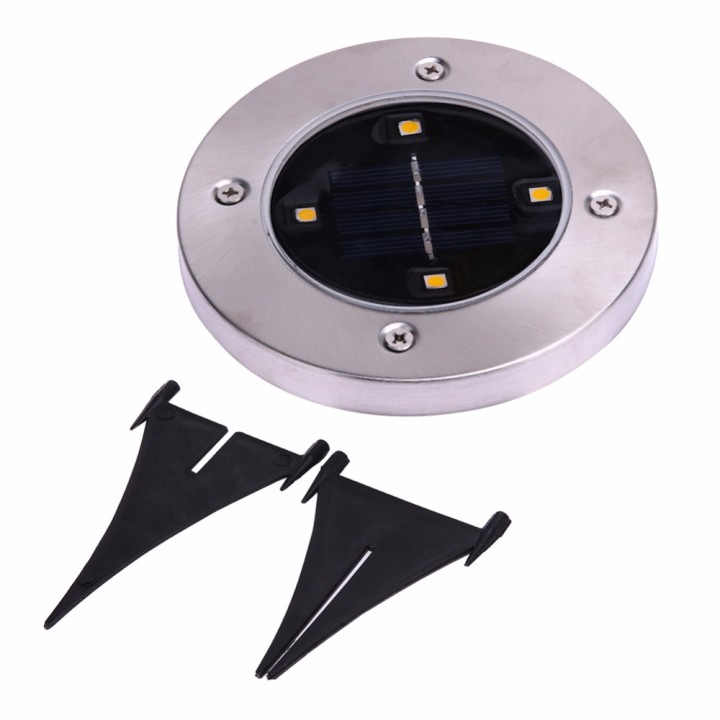 1pc Solar Powered 4LEDs Luce solare Outdoor LED Garden Light Prato Path Yard Fence in acciaio inox sepolto Lampada interrata ecl