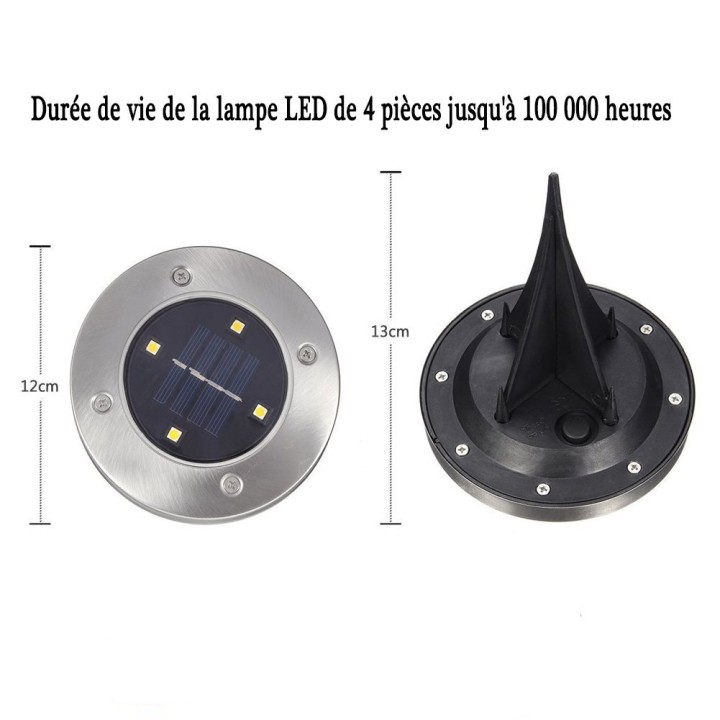 2pc Solar Powered 4LEDs Solar Light Outdoor LED Garden Light Lawn Path Patio valla de acero inoxidable Buried Inground Lamp ecla