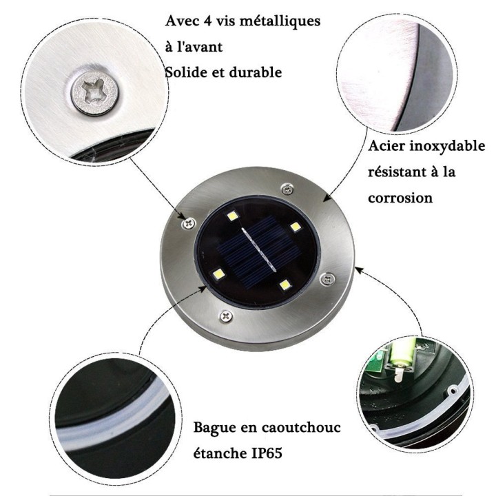 2pc Solar Powered 4LEDs Luce solare Outdoor LED Garden Light Prato Path Yard Fence in acciaio inox sepolto Lampada interrata ecl
