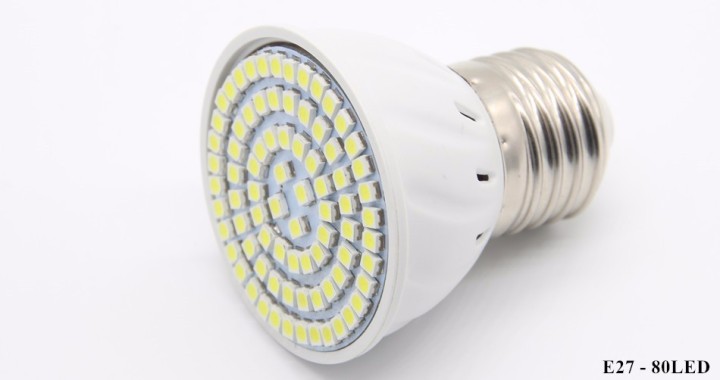 Lampadina e27 80 led 8w spot light 230v 6w 6.5w 7w 7.5w bianco freddo 220v 240v eclats antivols - 1