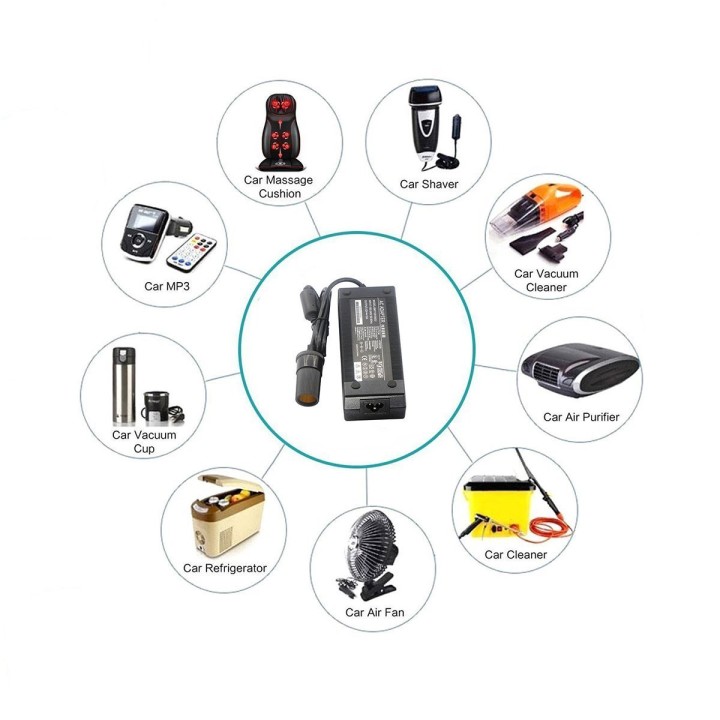 Alimentatore Presa accendisigari 110V 220V 12V 10A 120W Alimentazione eclats antivols - 2