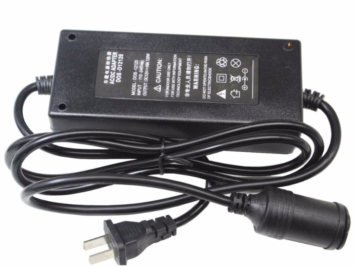 Fuente de alimentación del adaptador del zócalo del encendedor del cigarrillo 110V 220V 12V 10A 120W eclats antivols - 1