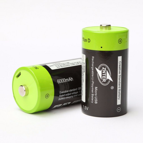 ZNTER ZNT1-1-R 1pce 1.5V 6000mAh USB aufladbare D-Batterie bereiten aufbereitetes aufgeladenes Lithium-Polymer eclats antivols -