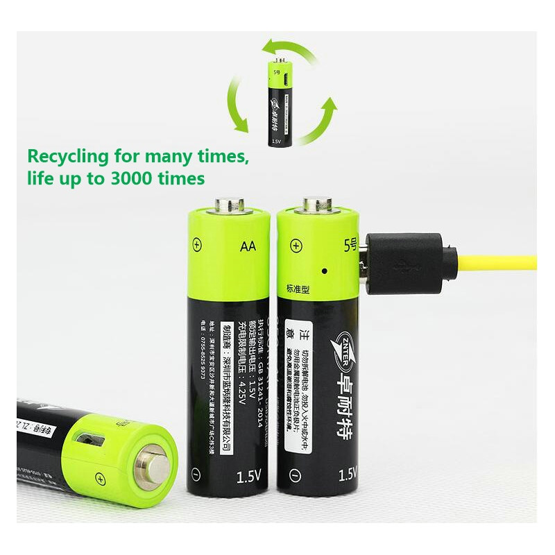 Desear Sobriqueta observación 1.5V AA 1250mAh batería recargable del li-polímero micro USB que carga las  baterías 1.5