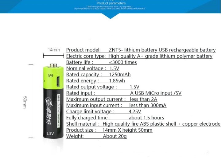 4 pcs 1.5V AA 1250mAh li-polymer Rechargeable Battery micro usb charging 1.5v batteries eclats antivols - 4