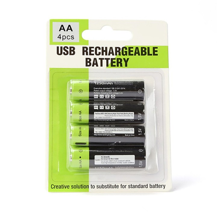 4 pcs 1.5V AA 1250mAh li-polymer Rechargeable Battery micro usb charging 1.5v batteries eclats antivols - 6