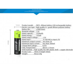 4 Batteria ricaricabile Li-polimeri Li-polimeri da 1,5 V AA micro-carica batterie 1.5 v eclats antivols - 3
