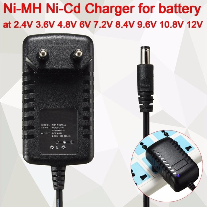 Caricabatteria Ni-CH Ni-Cd Auto per 2.4V 3.6V 4.8V 6V 7.2V 8.4V 9.6V 10.8V 12V ansmann - 1