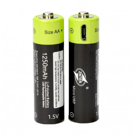 2 1.5V AA 1250mAh Li-Polymer-Akku Micro-USB-Ladegeräte 1,5 V Batterien eclats antivols - 1
