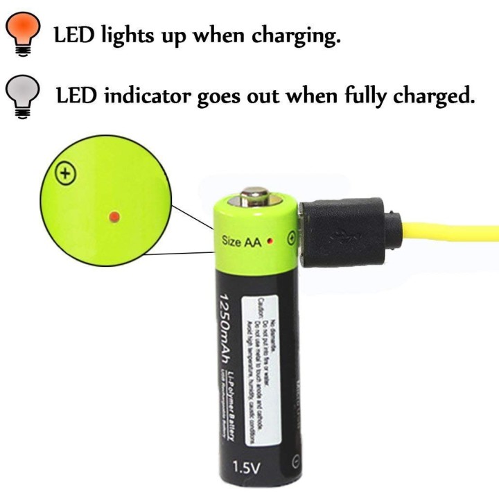 2 pcs 1.5V AA 1250mAh li-polymer Rechargeable Battery micro usb charging 1.5v batteries eclats antivols - 2