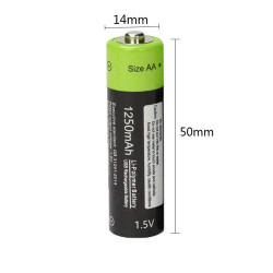2 pcs 1.5V AA 1250mAh batería recargable del li-polímero micro USB que carga las baterías 1.5v eclats antivols - 3