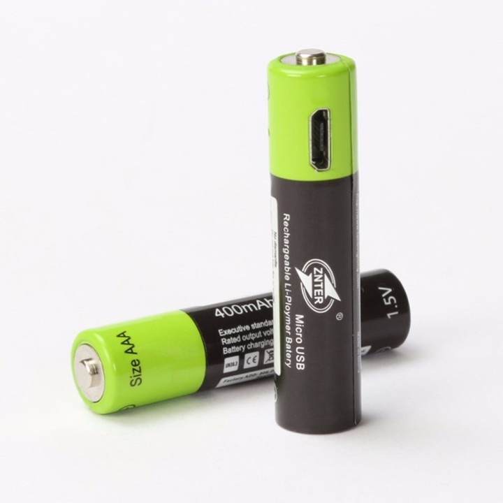 2 wiederaufladbare lithium-polymer-batterie 400mAh batterie 1,5 v aaa lr03 Znter micro usb li-polymer eclats antivols - 4