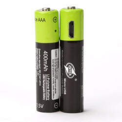 2 wiederaufladbare lithium-polymer-batterie 400mAh batterie 1,5 v aaa lr03 Znter micro usb li-polymer eclats antivols - 1