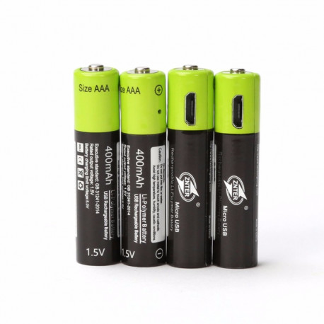 4 batteria ricaricabile ai polimeri di litio 400mAh batteria 1.5 v aaa lr03 Znter micro usb li-polymer eclats antivols - 4