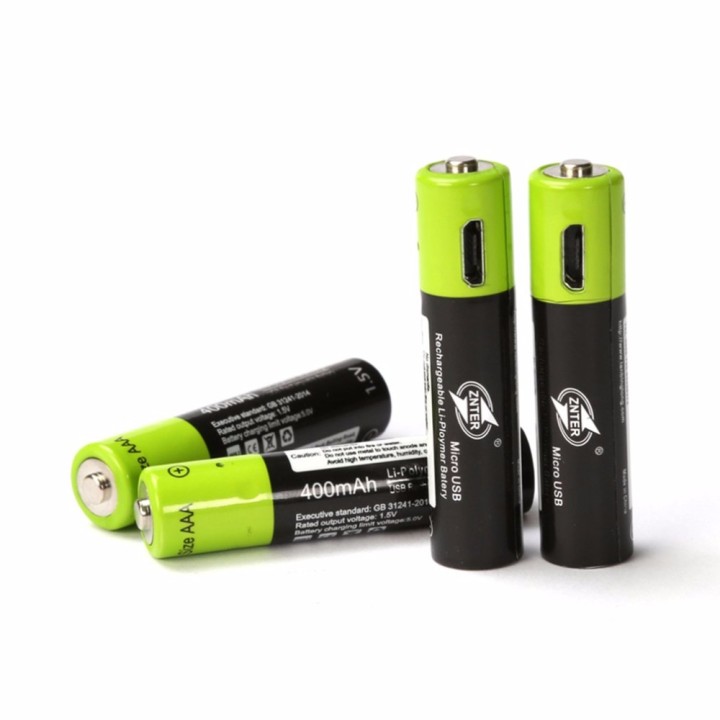4 wiederaufladbare lithium-polymer-batterie 400mAh batterie 1,5 v aaa lr03 Znter micro usb li-polymer eclats antivols - 1