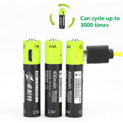 1 batterie rechargeable lithium polymere 400mAh pile 1.5v aaa lr03 Znter  micro usb li-polymer