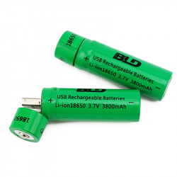 2 pcs 18650 3.7V 3800mAh USB Rechargeable Li-ion Battery for Flashlight Torch eclats antivols - 1