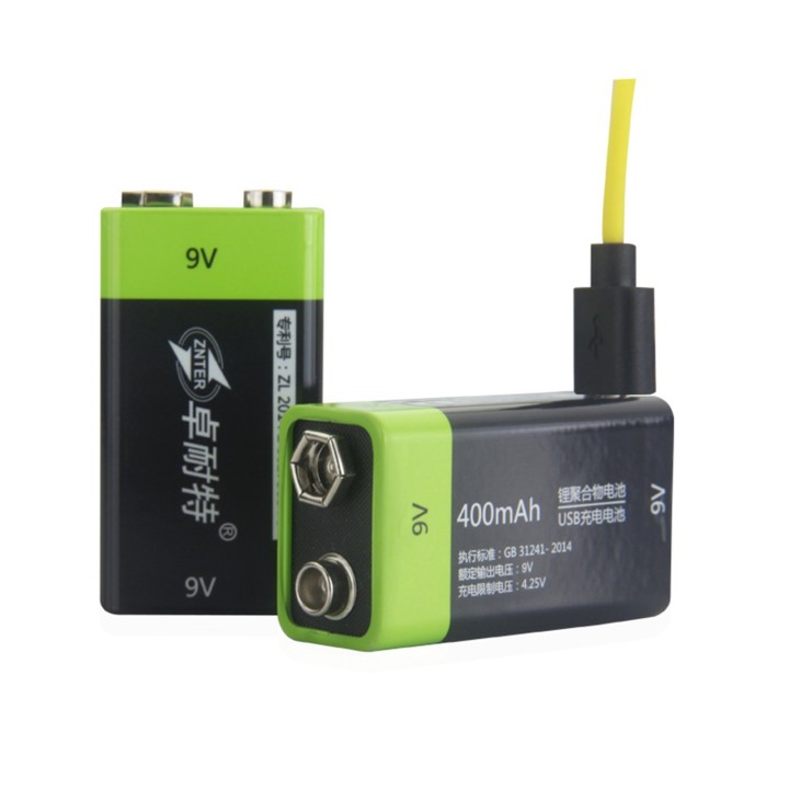 4PCS ZNTER S19 9V 400mAh USB Rechargeable 9V Lipo Battery For RC Camera Drone Accessories eclats antivols - 3
