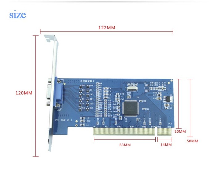 PCI Card 4 Channel Capture Card Surveillance Video Compatible 960H DH D1 Phone Remote eclats antivols - 1