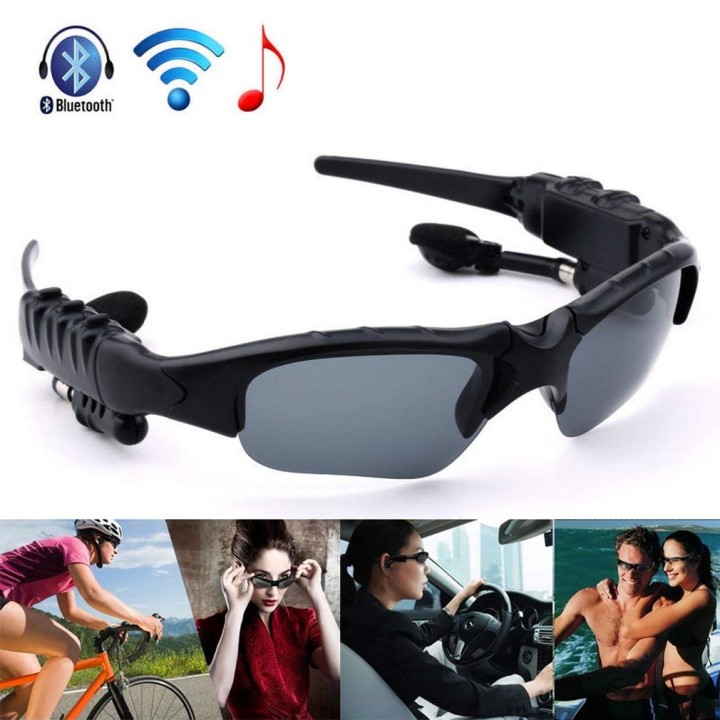 Bluetooth Sunglasses V1.2 Manos libres Headset Black para Smart Phone Tablet PC eclats antivols - 1