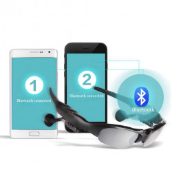 Bluetooth Sunglasses V1.2 Manos libres Headset Black para Smart Phone Tablet PC eclats antivols - 2
