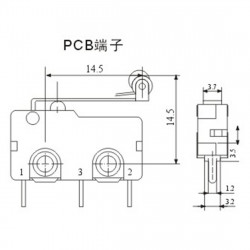 1 Pce Palanca de la palanca del rodillo Terminales de PCB Límite micro Interruptor de cierre / cierre normal eclats antivols - 6
