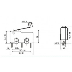 1 Stück Rollenhebel Arm PCB Terminals Micro Limit Normal Schließen / Öffnen Schalter KW12-3 schalter 5A eclats antivols - 7
