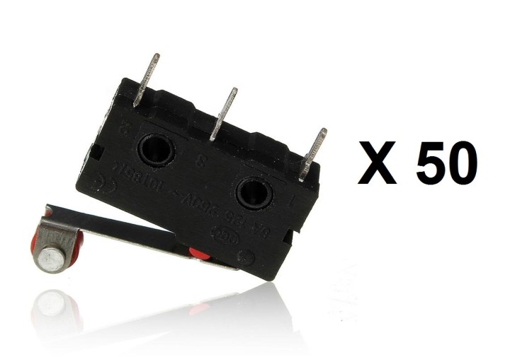 50 Pce Roller Lever Arm PCB Terminals Micro Limit Normal Close/Open Switch KW12-3 Switches 5A eclats antivols - 1