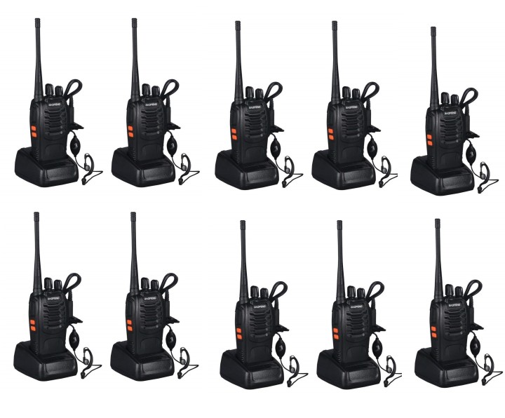 10 x Baofeng BF-888S 16 canales UHF 400-470 MHz Walkie Talkie Par 2 vías de radio FM Transceptor recargable Rango de 3 kilómetro