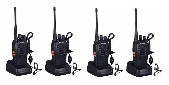 4 x Baofeng BF-888S 16 canales UHF 400-470 MHz Walkie Talkie Par 2 vías de radio FM Transceptor recargable Rango de 3 kilómetros