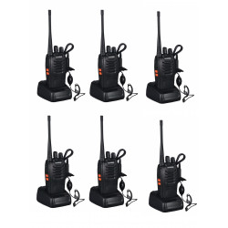 6 x Baofeng BF-888S 16-Channel UHF 400-470MHz Walkie Talkie Pair 2-Way FM Radio Rechargeable Transceiver 3 Kilometer Range baofe