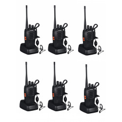 6 x Baofeng BF-888S 16-Kanal UHF 400-470 MHz Walkie Talkie Paar 2-Wege FM Radio wiederaufladbare Transceiver 3 Kilometer Reichwe