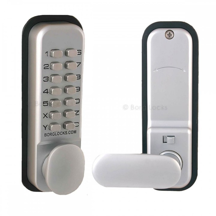 Türschloss mit Digitaldruckknopf Chrom Satin Borg 2201 eclats antivols - 5