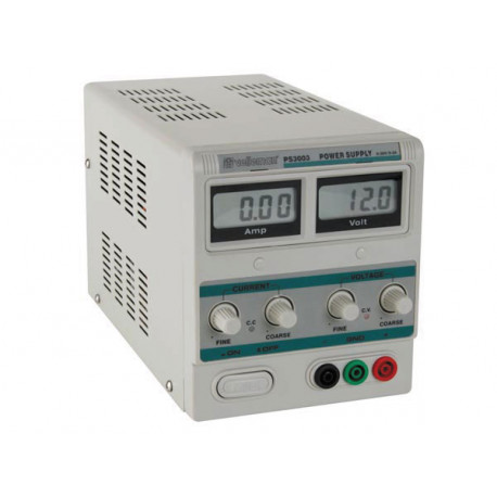 Lab power supply 0 30v 0 3a dual lcd display velleman - 1