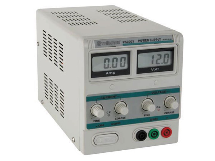 Alimentatore di laboratorio 0 30v 0 3a doppio display lcd digital elettrico stabilizzato ps3003 velleman - 1