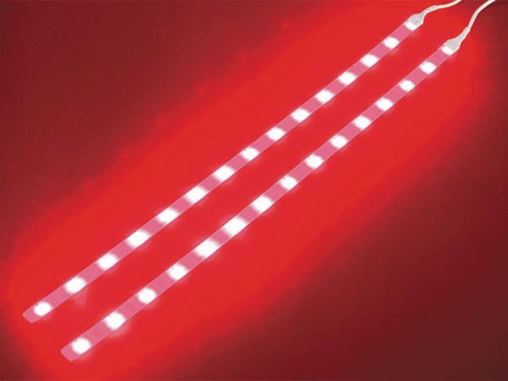 Doble cinta autoadhesiva con leds 12vdc color rojo con interruptor on off velleman - 1
