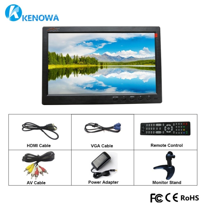 10.1" LCD HD Monitor Mini TV & Computer Display Color Screen 2 Channel Video Input Security Monitor With Speaker eclats antivols