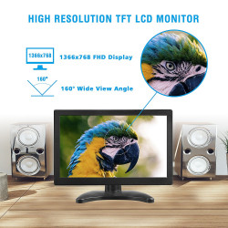 Monitor 12 pulgadas Pantalla portátil 1366 * 768 TFT LCD Color con HDMI / VGA / MIC para PC Cámara eclats antivols - 1