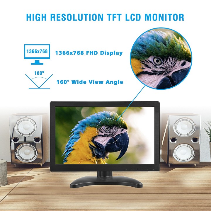Monitor 12 pollici Schermo portatile 1366 * 768 TFT LCD a colori con HDMI / VGA / MIC per PC Camera Raspberry eclats antivols - 