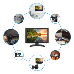 Monitor 12 Zoll Portable Bildschirm 1366 * 768 TFT LCD Farbe mit HDMI / VGA / MIC für PC Kamera Raspberry 160º eclats antivols -