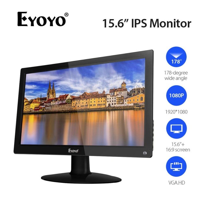 Schermo da 15,6 pollici IPS Video Monitor LCD HD 1920x1080 a colori Display audio con ingresso AV / VGA / BNC eclats antivols - 
