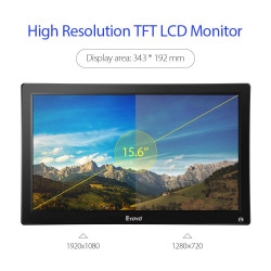 15.6 Inch Screen IPS LCD Monitor HD 1920x1080 Color Video Display Audio Screen with AV / VGA / BNC / USB eclats antivols - 2